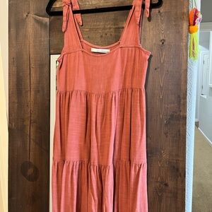 Rust Sleeveless Tiered Dress